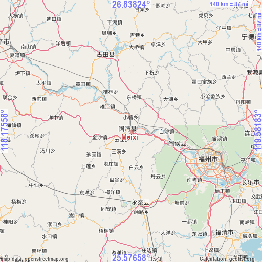Meixi on map