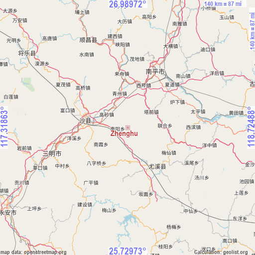 Zhenghu on map