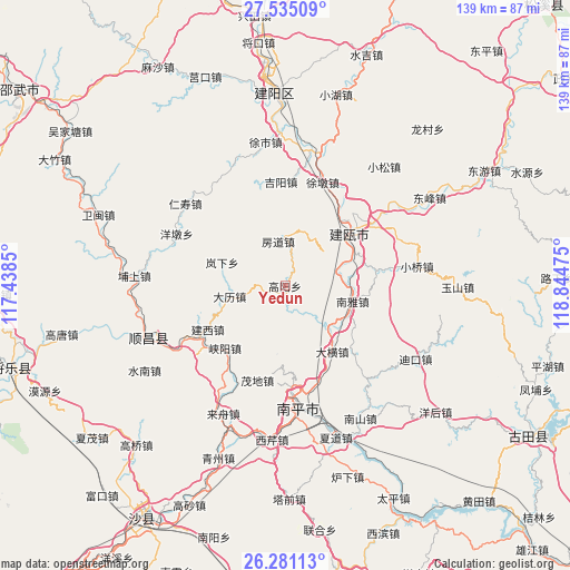 Yedun on map