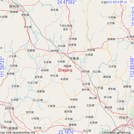 Zhagang on map