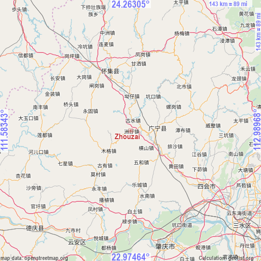 Zhouzai on map