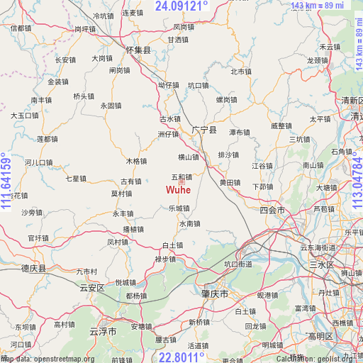 Wuhe on map