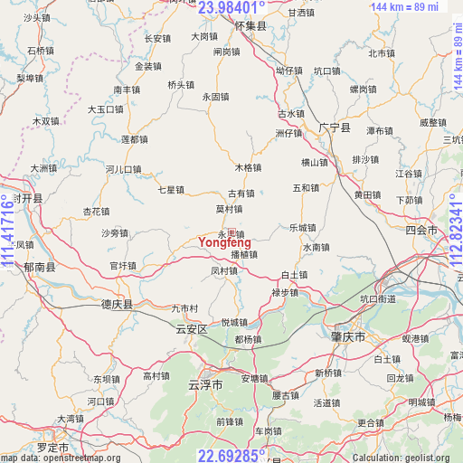 Yongfeng on map