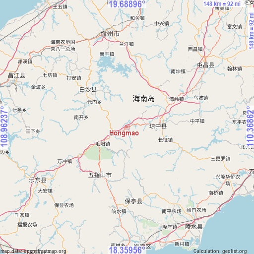 Hongmao on map