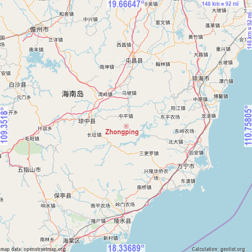 Zhongping on map