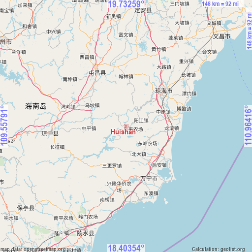 Huishan on map