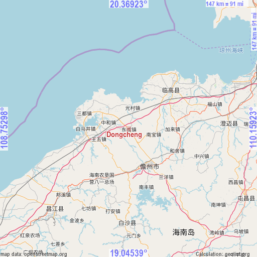 Dongcheng on map