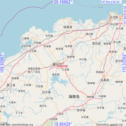 Heqing on map