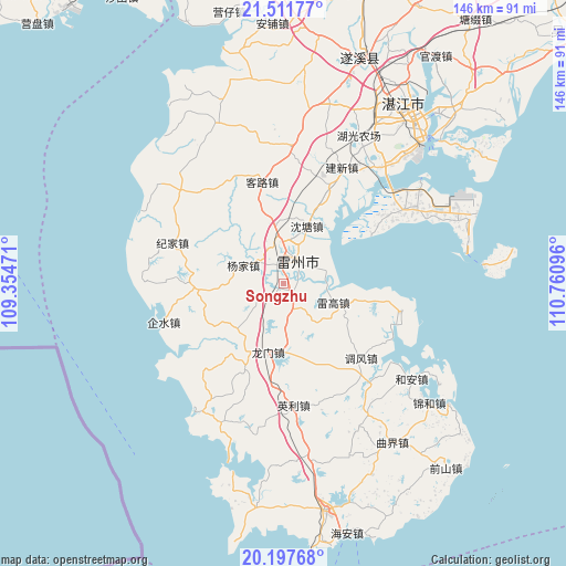 Songzhu on map