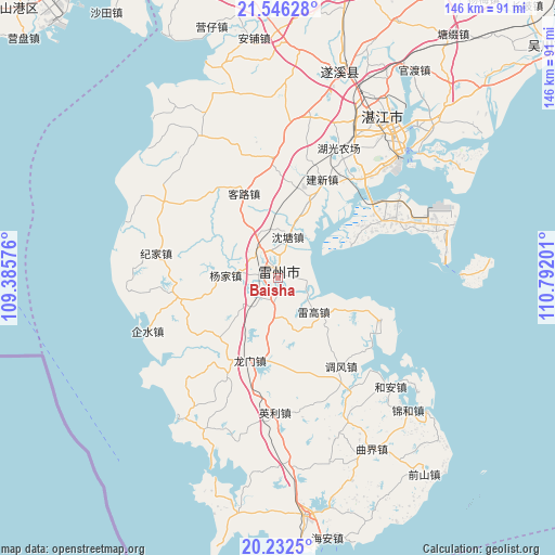 Baisha on map