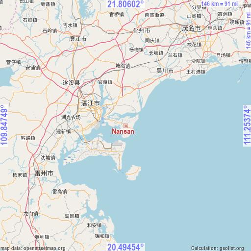 Nansan on map