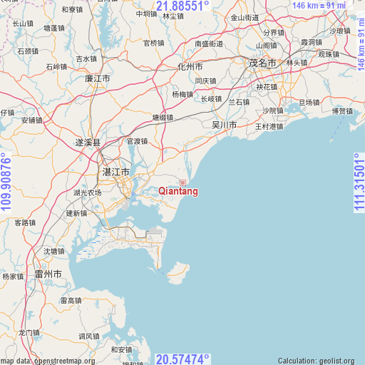 Qiantang on map