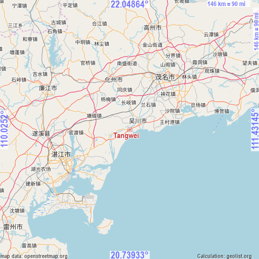 Tangwei on map