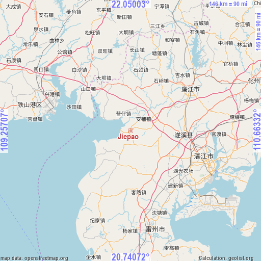 Jiepao on map