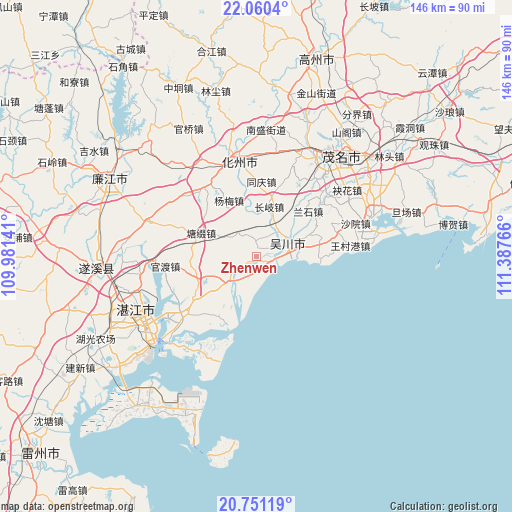 Zhenwen on map