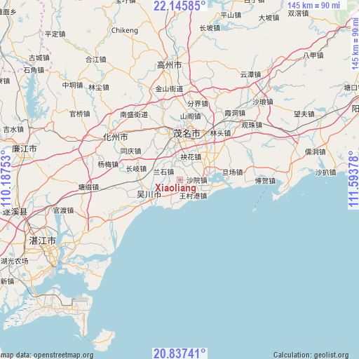 Xiaoliang on map