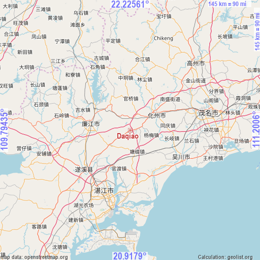 Daqiao on map