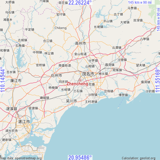 Zhencheng on map