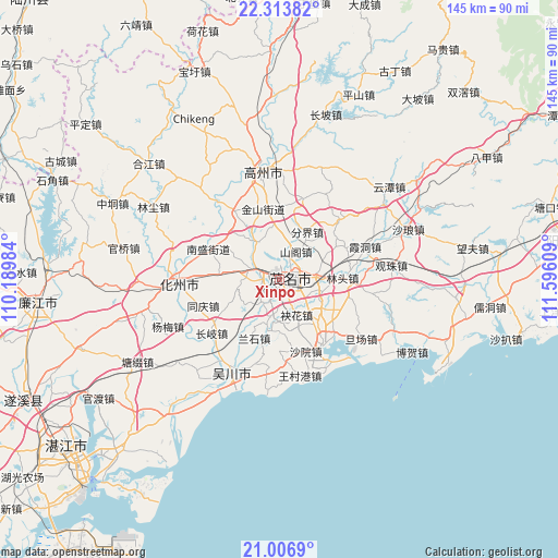 Xinpo on map