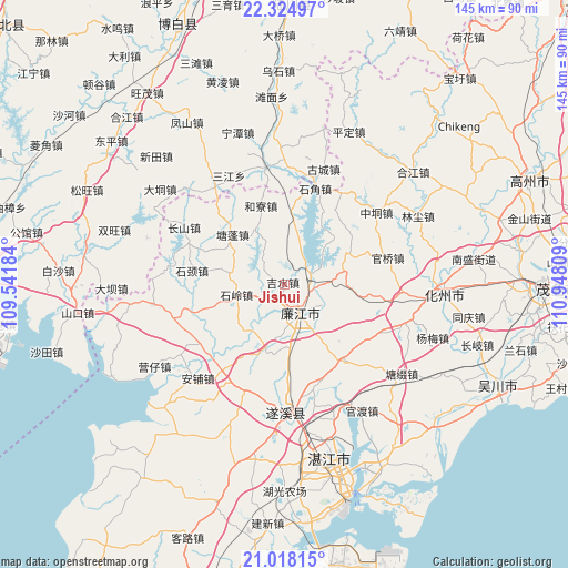 Jishui on map