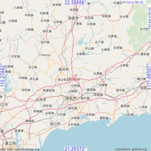 Sishui on map