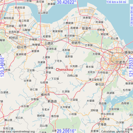 Chenxikou on map