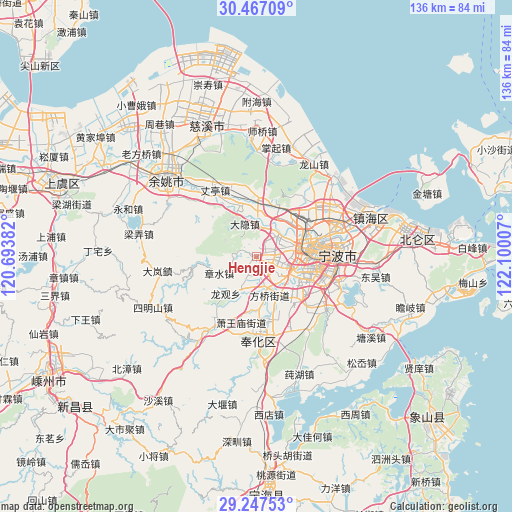 Hengjie on map