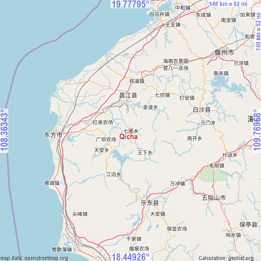 Qicha on map