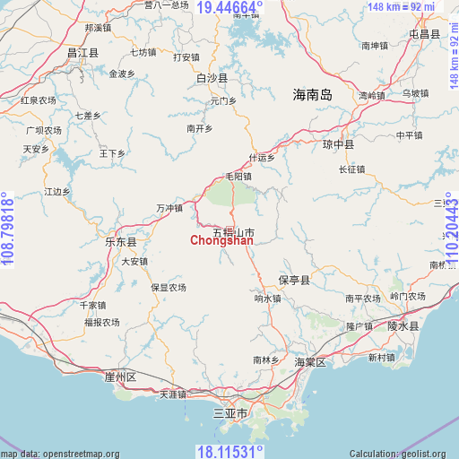 Chongshan on map