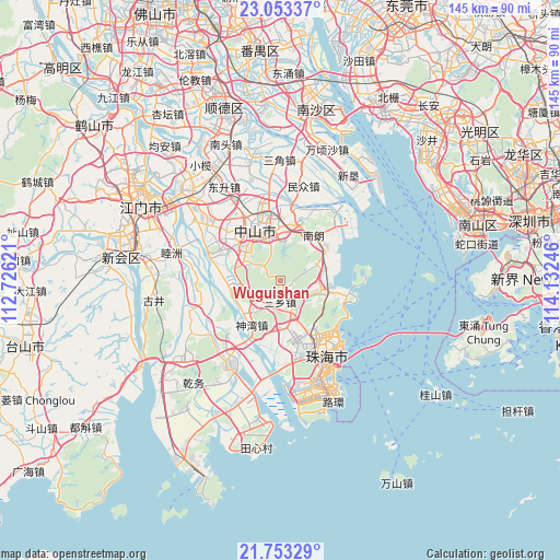 Wuguishan on map