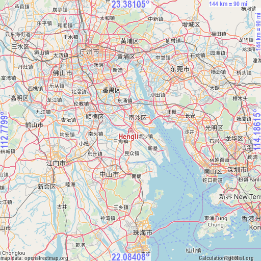 Hengli on map