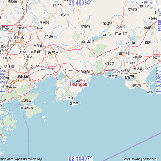 Huangbu on map