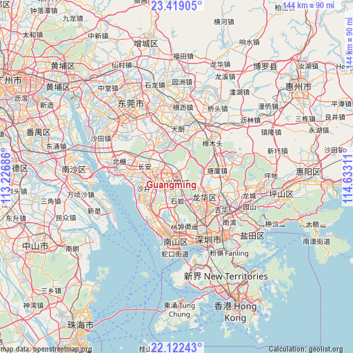 Guangming on map