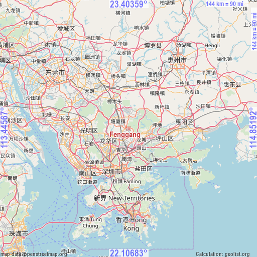 Fenggang on map