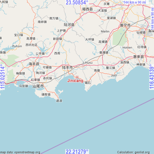 Jinxiang on map