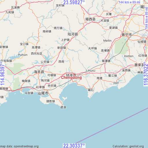 Chengdong on map