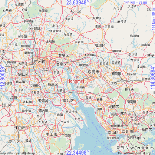 Hongmei on map