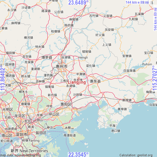 Liangjing on map