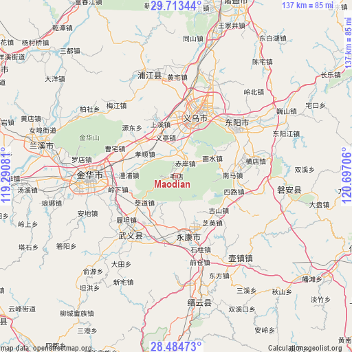 Maodian on map