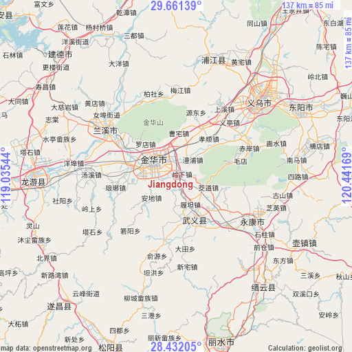 Jiangdong on map