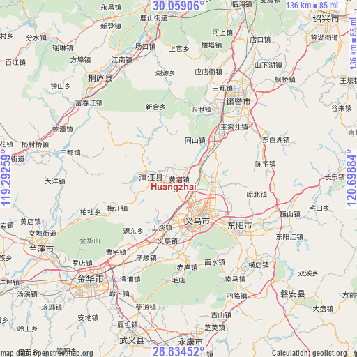 Huangzhai on map