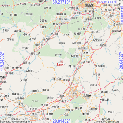 Tanxi on map