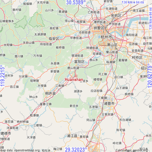 Huanshan on map