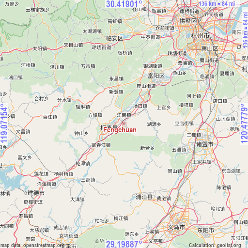 Fengchuan on map