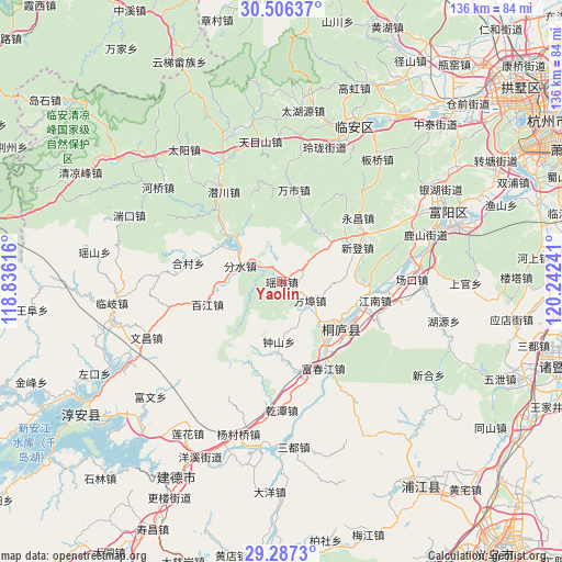 Yaolin on map