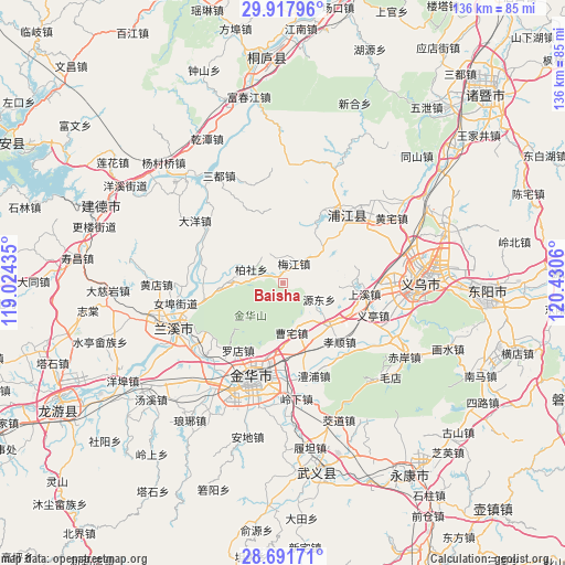 Baisha on map
