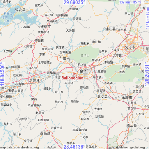 Bailongqiao on map