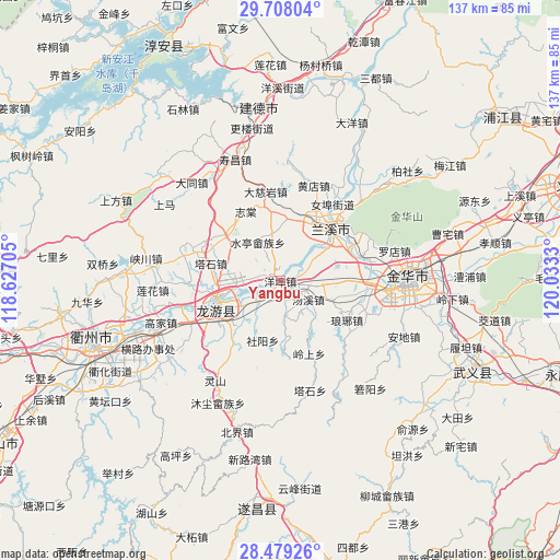 Yangbu on map