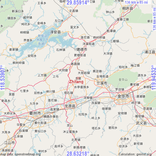 Zhitang on map