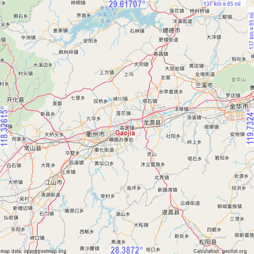 Gaojia on map